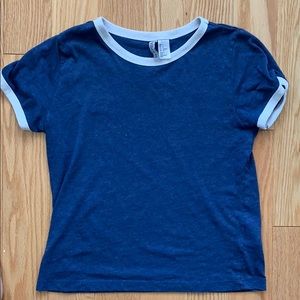 H&M dark blue and white collard/sleeve shirt